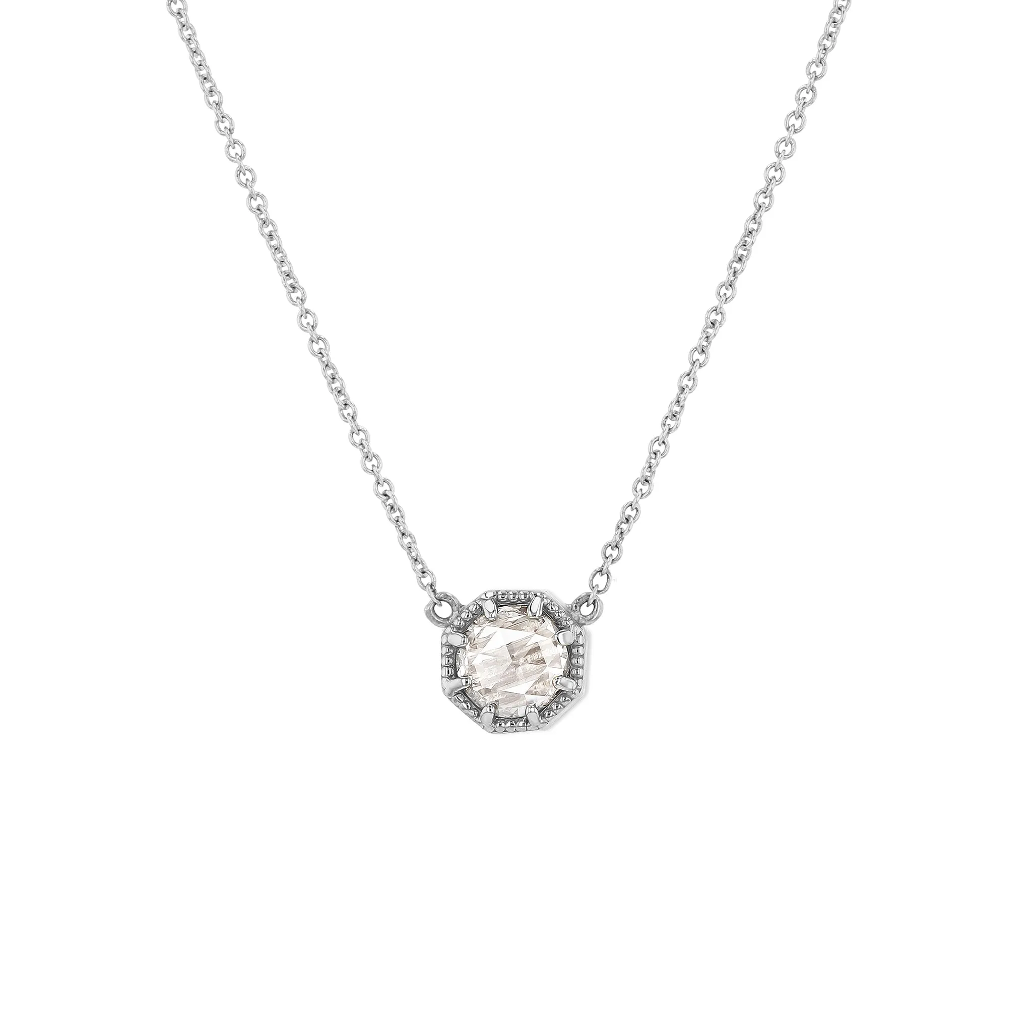 Crown Bezel Diamond Necklace