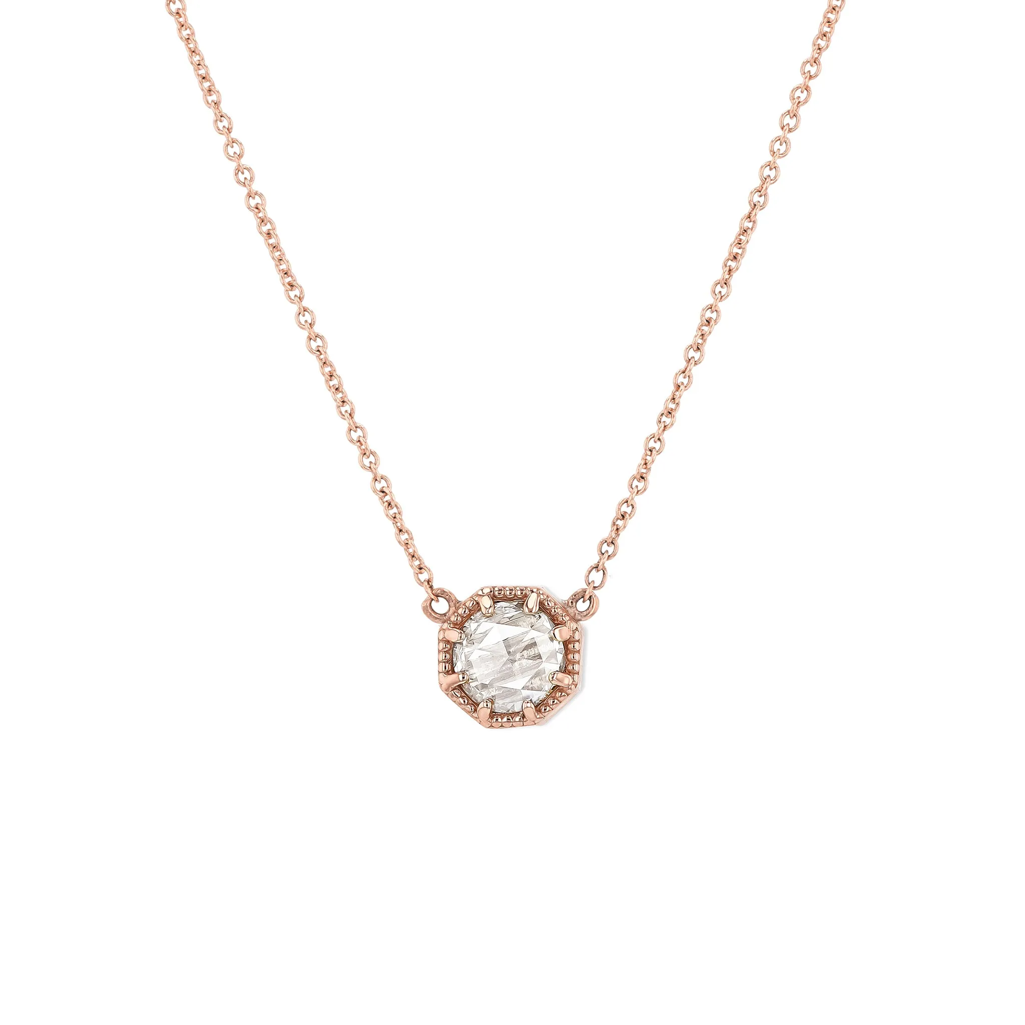 Crown Bezel Diamond Necklace