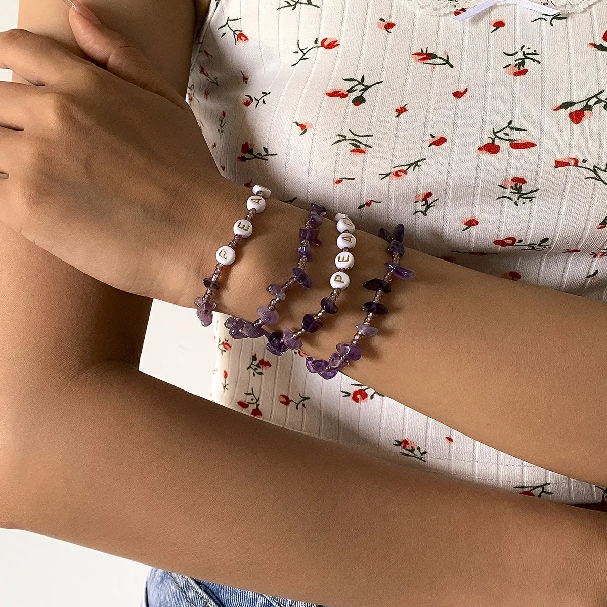 Crushed Stone Hand-woven Rice Bead Bracelet