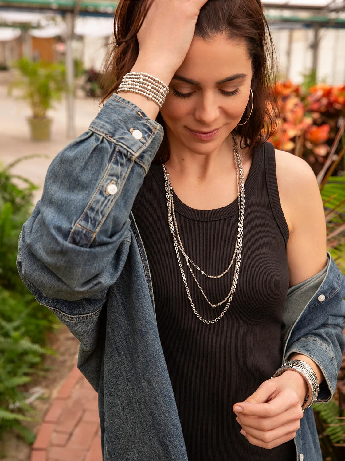 crystal bead and chain necklace
