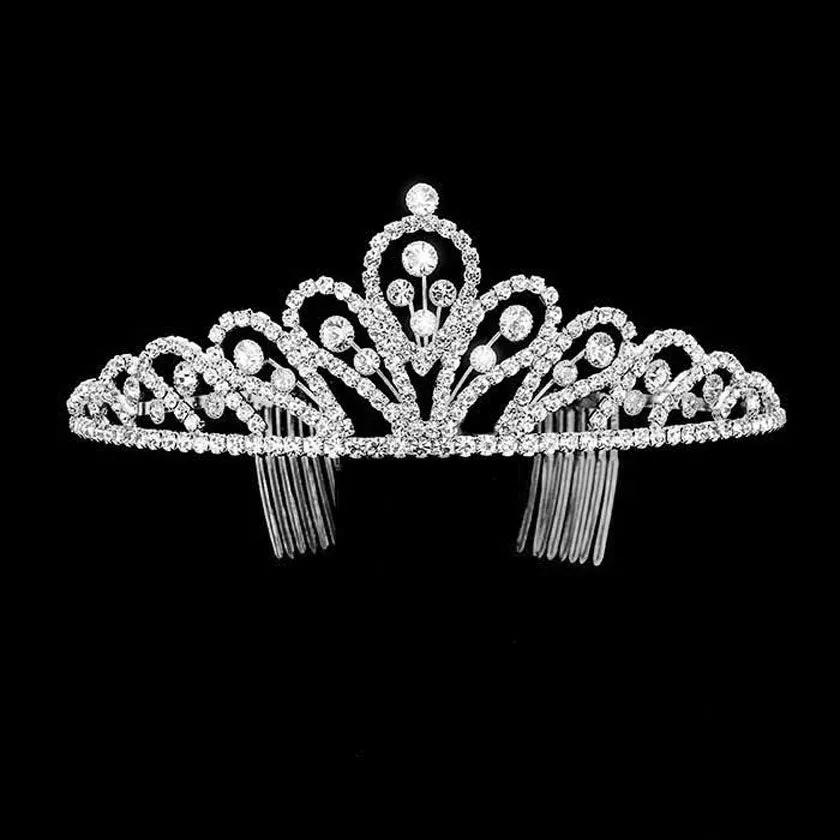 Crystal Rhinestone Pave Pageant Queen Tiara