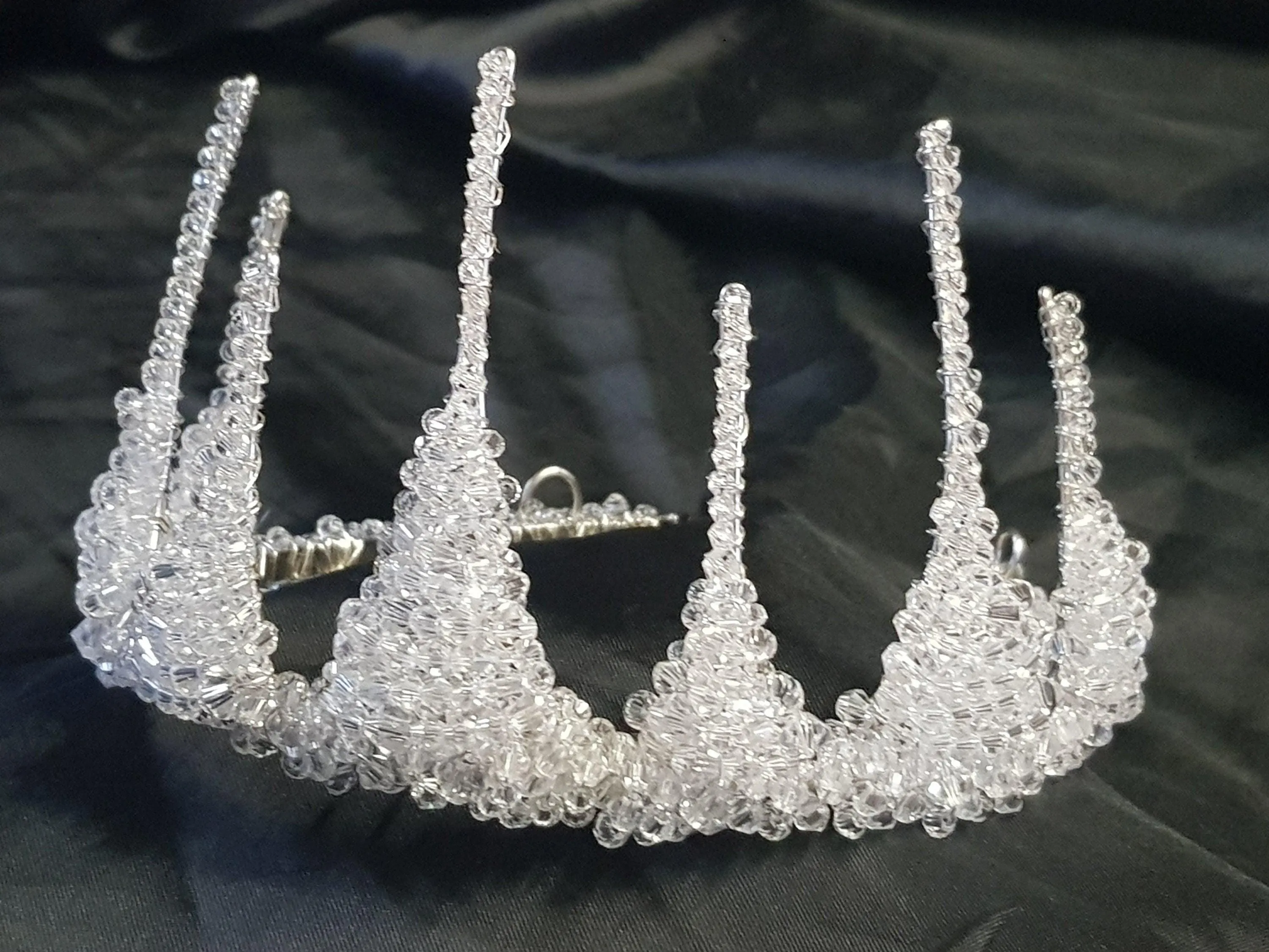 Crystal tiara crown, Couture inspired, modern crystal tiara, Ab crystal beads by Crystal wedding uk