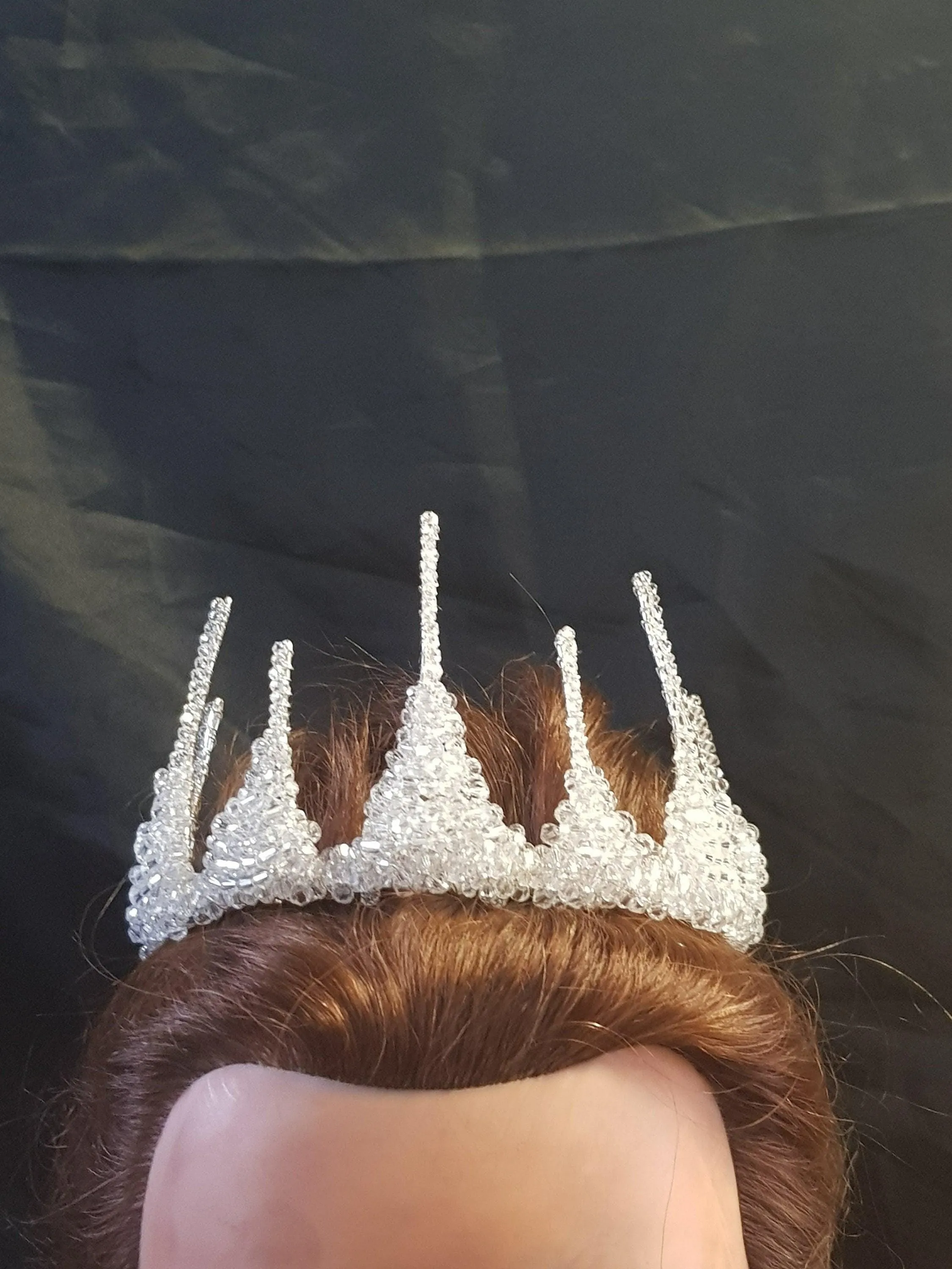 Crystal tiara crown, Couture inspired, modern crystal tiara, Ab crystal beads by Crystal wedding uk