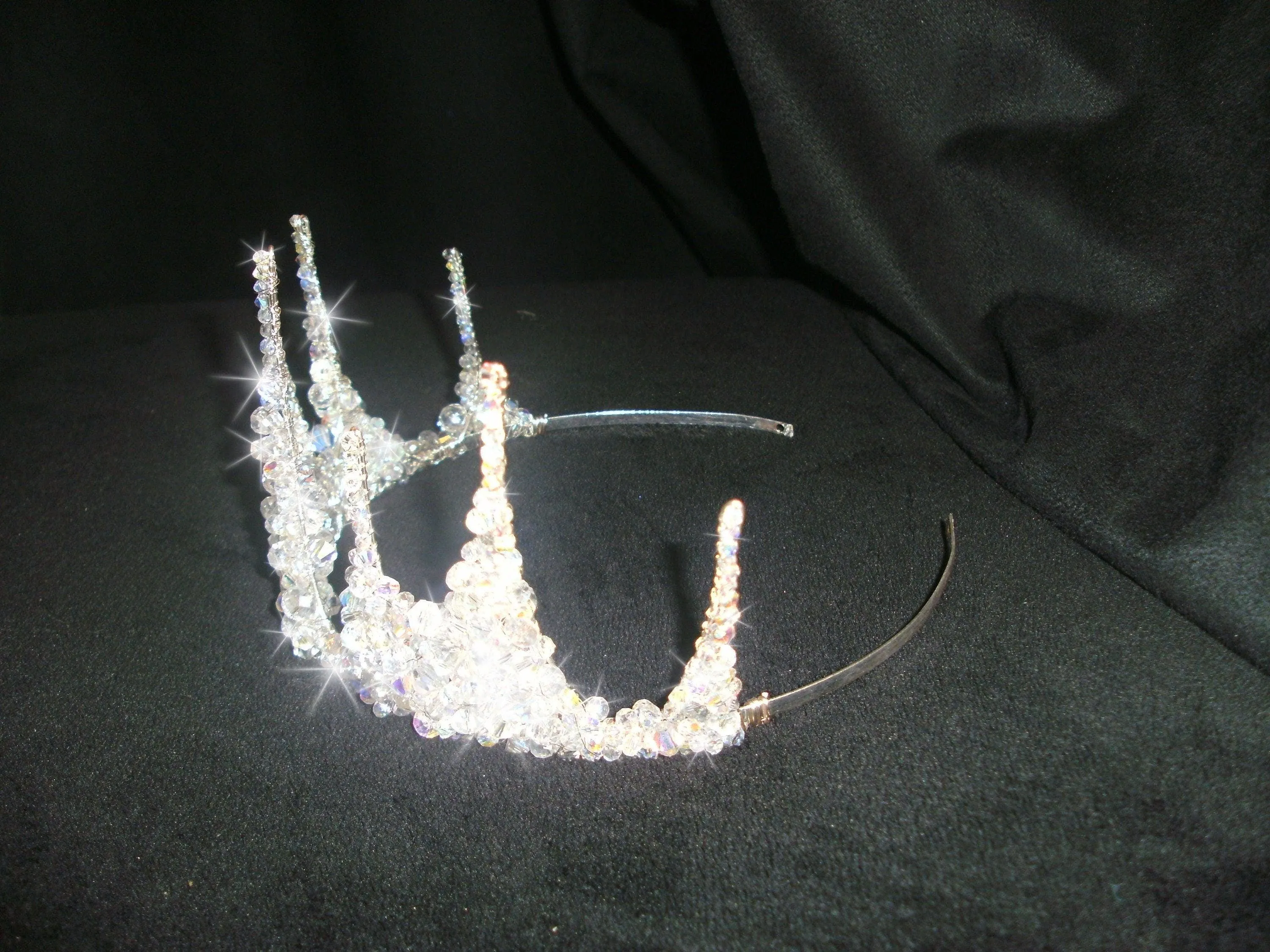 Crystal tiara crown, Couture inspired, modern crystal tiara, Ab crystal beads by Crystal wedding uk