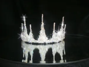 Crystal tiara crown, Couture inspired, modern crystal tiara, Ab crystal beads by Crystal wedding uk