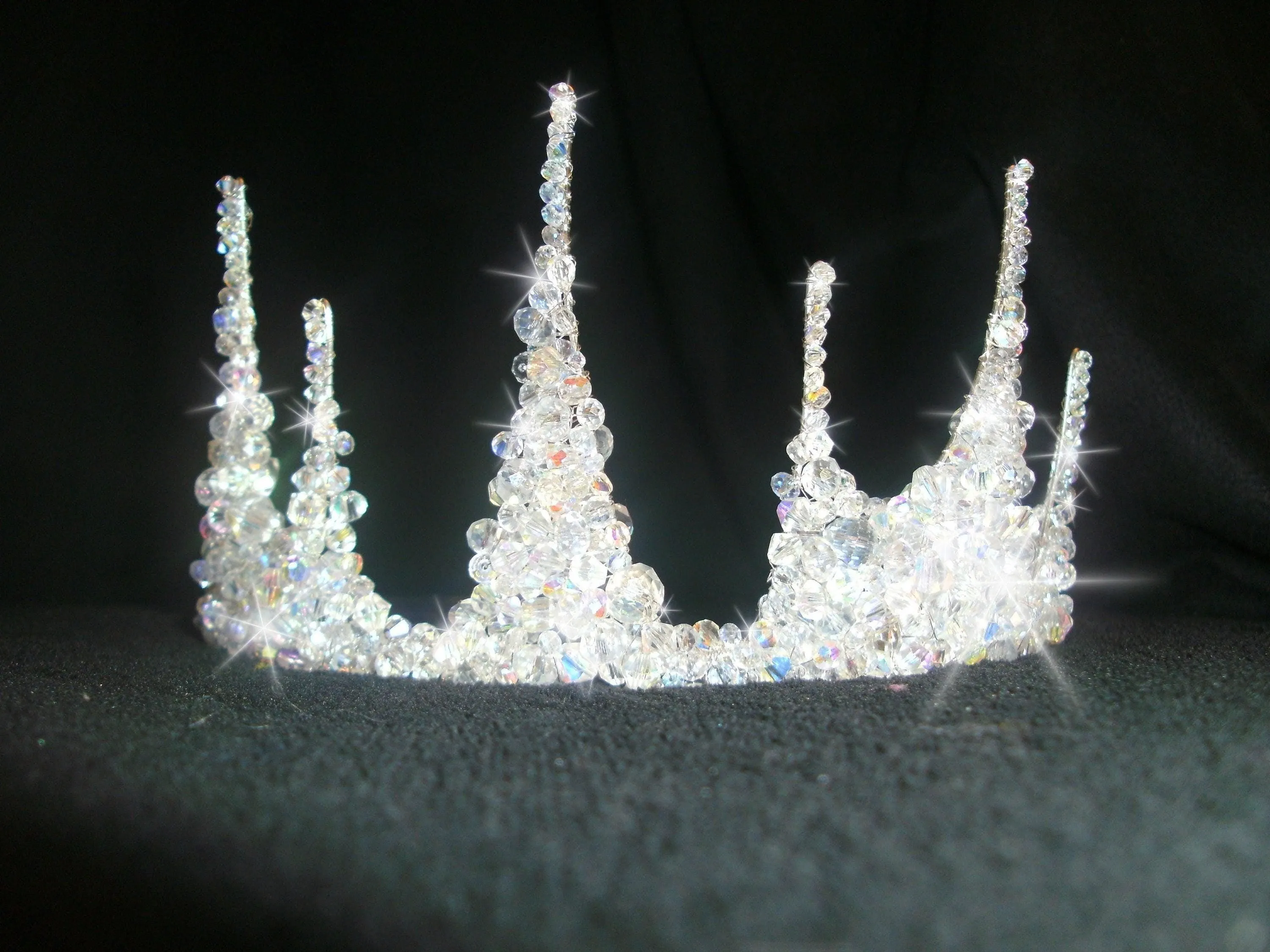 Crystal tiara crown, Couture inspired, modern crystal tiara, Ab crystal beads by Crystal wedding uk