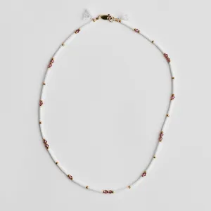 Crystal White & Gold Fine Bead Necklace - sale