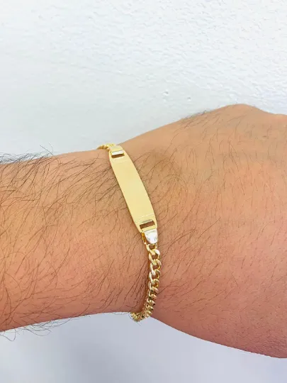 Cuban Link ID Bracelet / 18K Gold Filled ID Cuban Bracelet / Men's Bracelet / Womens Bracelet  7.75" / Pulsera Cuban Link / Pulsera Unisex Oro Laminado / Cuban Curb Bracelet