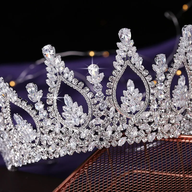 Cubic Zirconia Princess Pageant Wedding Hair Accessory Tiara Crown
