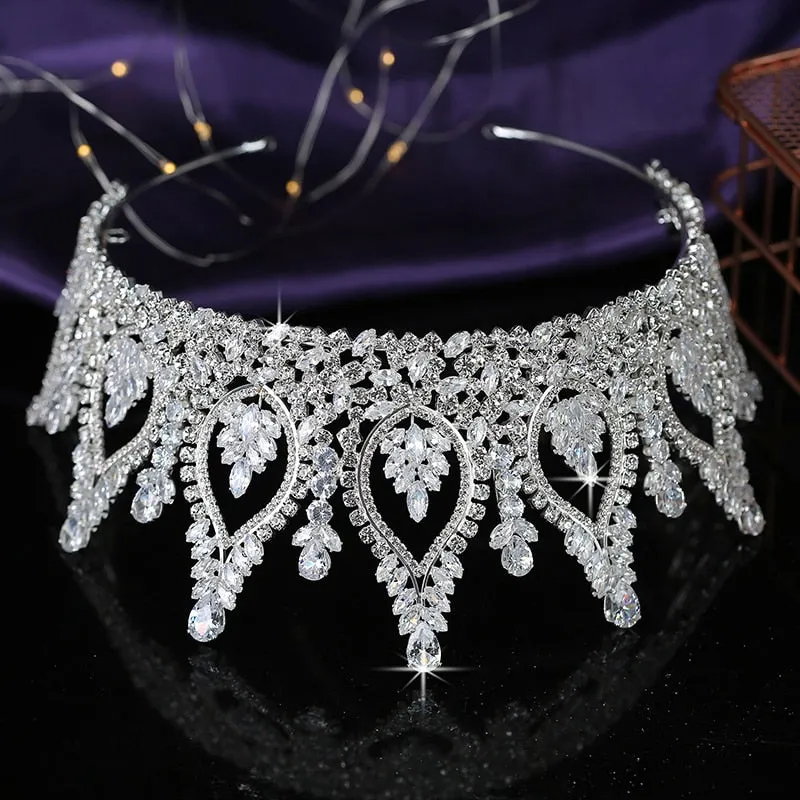 Cubic Zirconia Princess Pageant Wedding Hair Accessory Tiara Crown