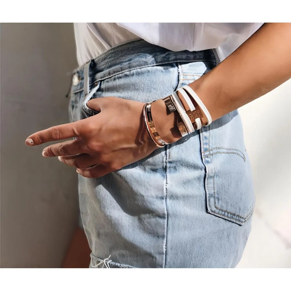 Cuff Bracelet Inlaid Letters