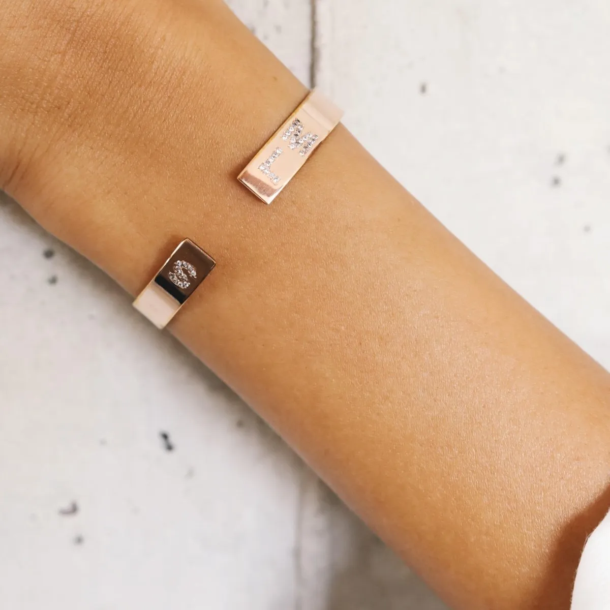 Cuff Bracelet Inlaid Letters