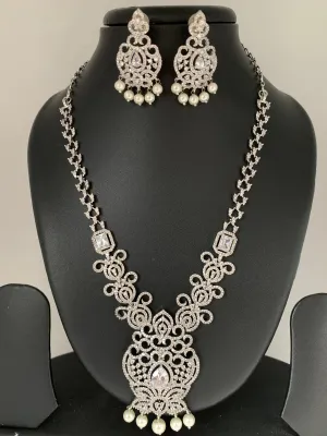 CZ Silver Polish Short Necklace