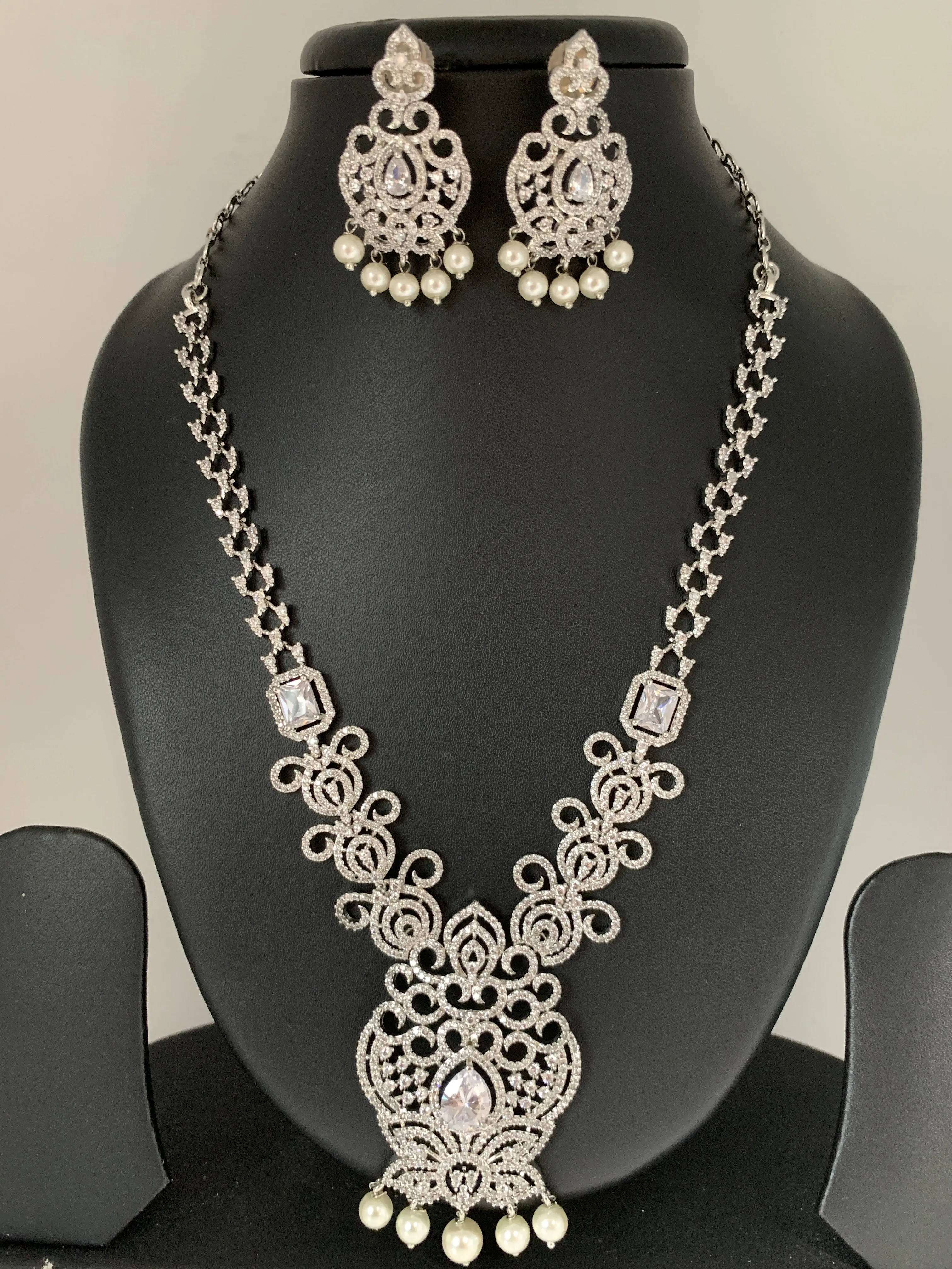 CZ Silver Polish Short Necklace