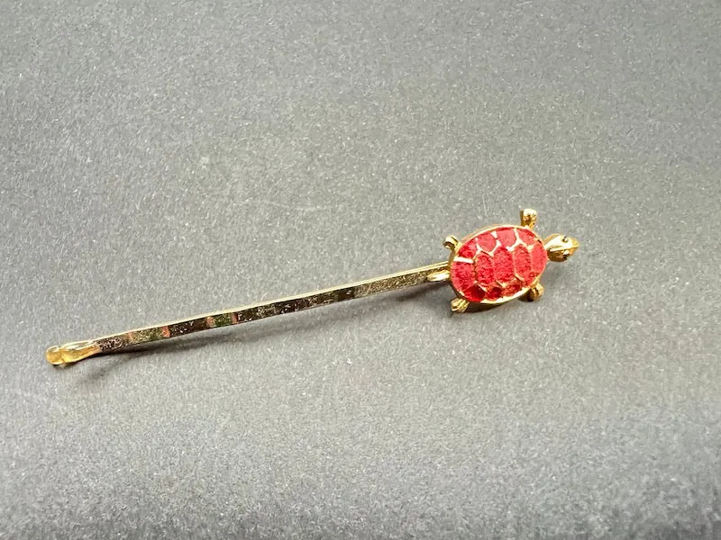 Delightful Vintage Red Tortoise Hair Clip.