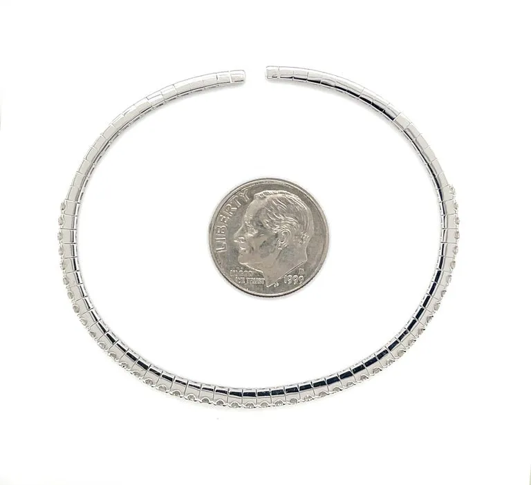 Diamond and 18k White Gold Flexible Cuff Bracelet, 1.30 Carats Total Weight