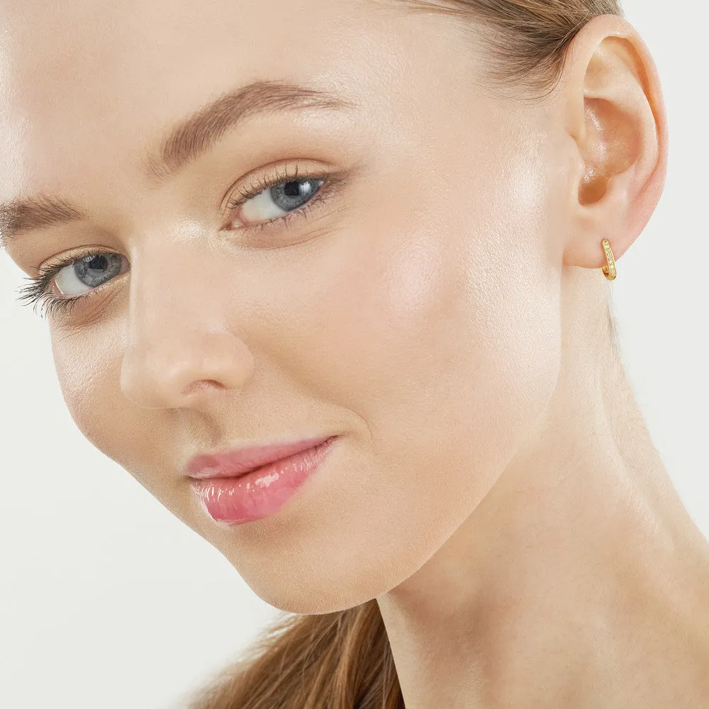 Diamond Channel 8mm Huggie Hoop Earrings