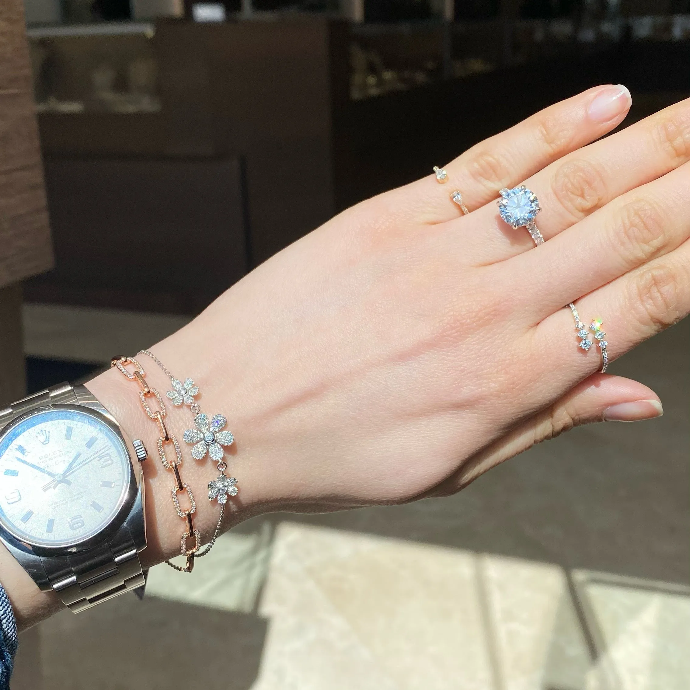 Diamond Daisy Trio Fashion Bracelet