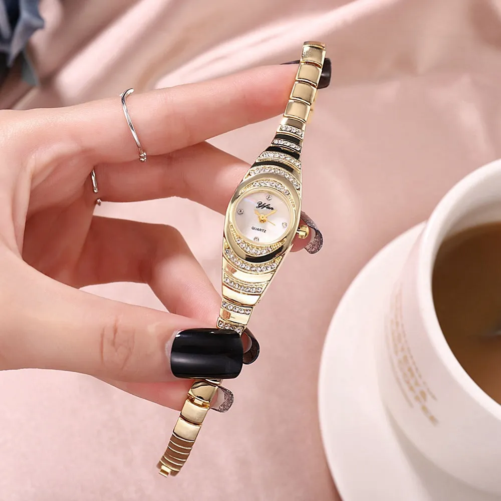 Diamond Luxury Small Fresh Bracelet Bracelet Quartz Watch plus Bracelet (2pcs/Set)