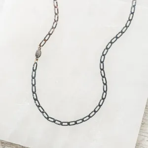 Diamond Oval Layering Necklace with Chunky Drawn Curb Chain