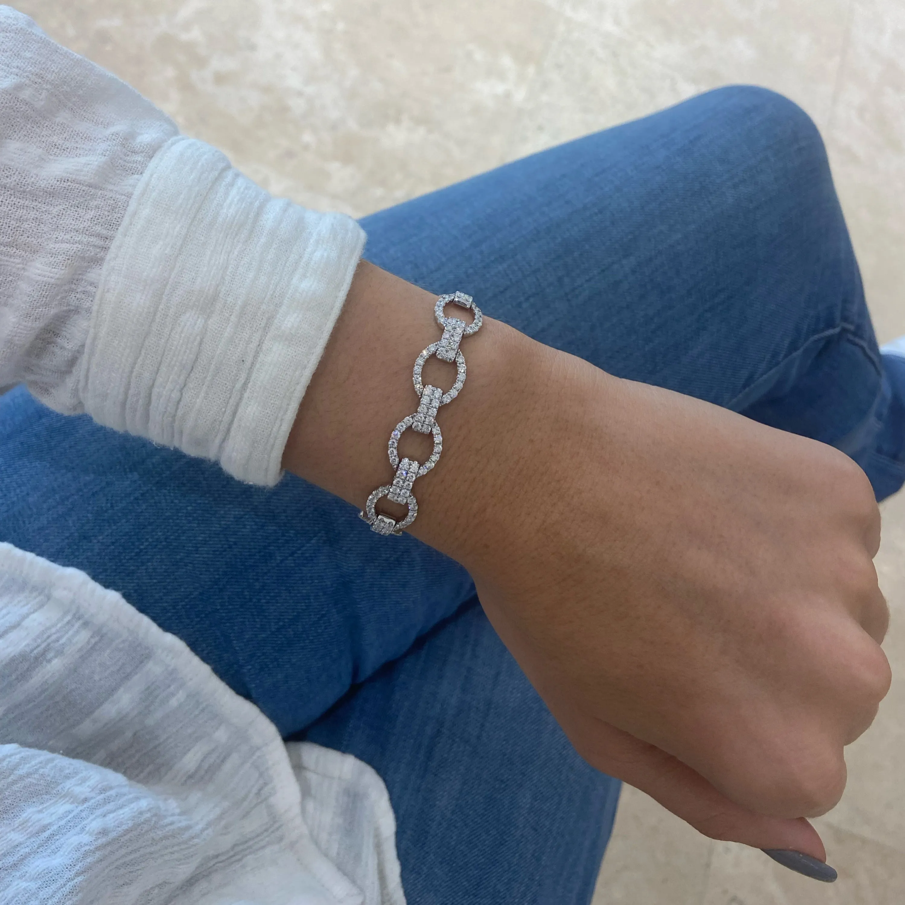 Diamond Oval Link Bracelet