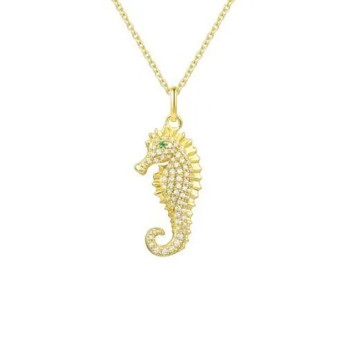 Diamond Seahorse Necklace 9.8x18mm