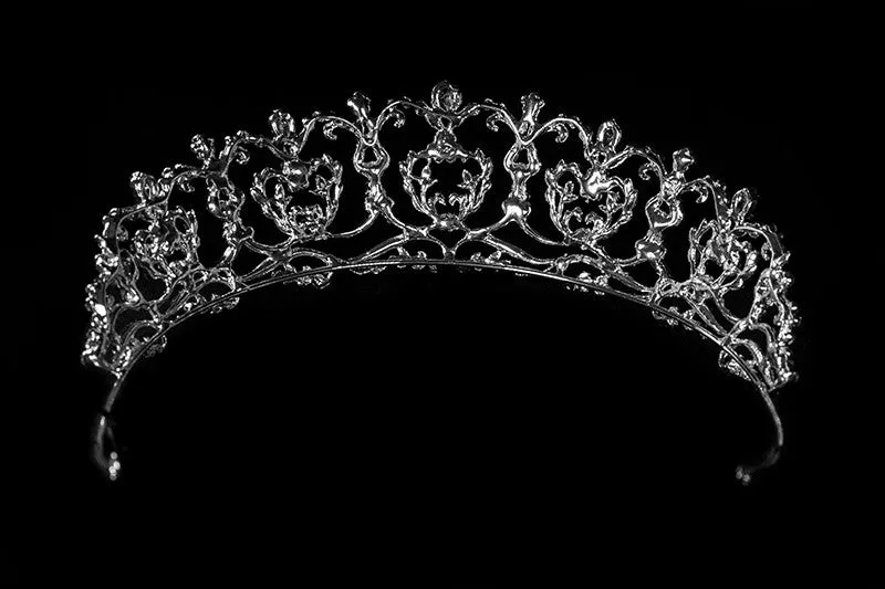 Diana Vintage Art Deco Heart Silver Tiara | Swarovski Crystal