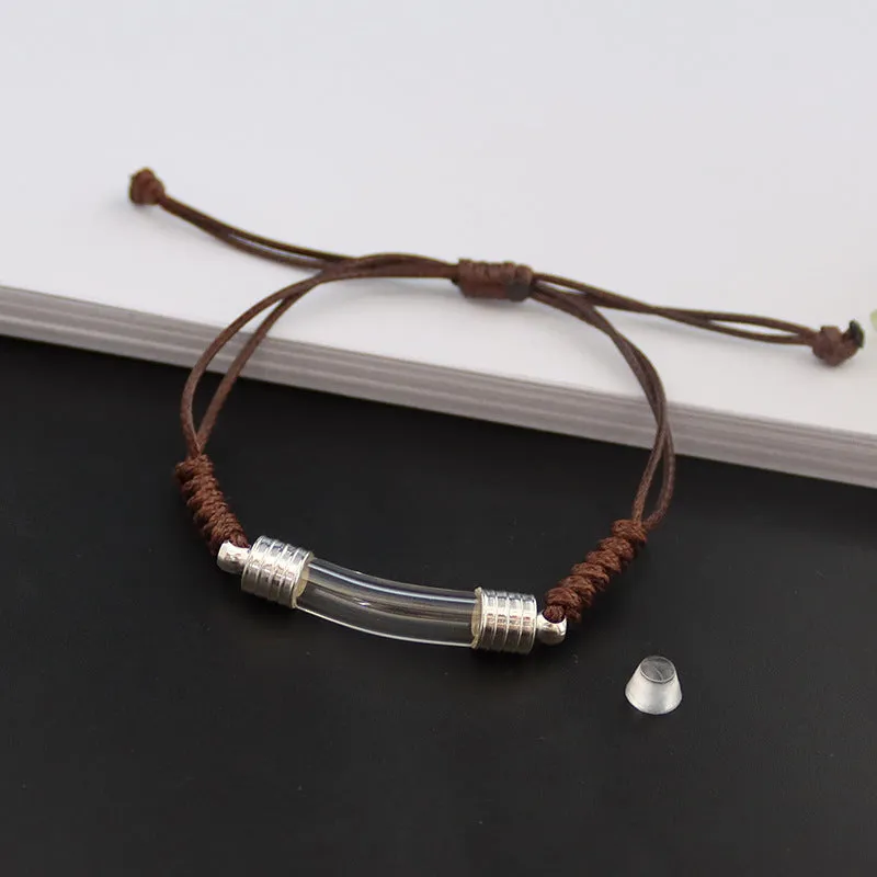 DIY Hand Woven Rope Bracelet Glass Elbow Adjustable Wax Rope Bracelet