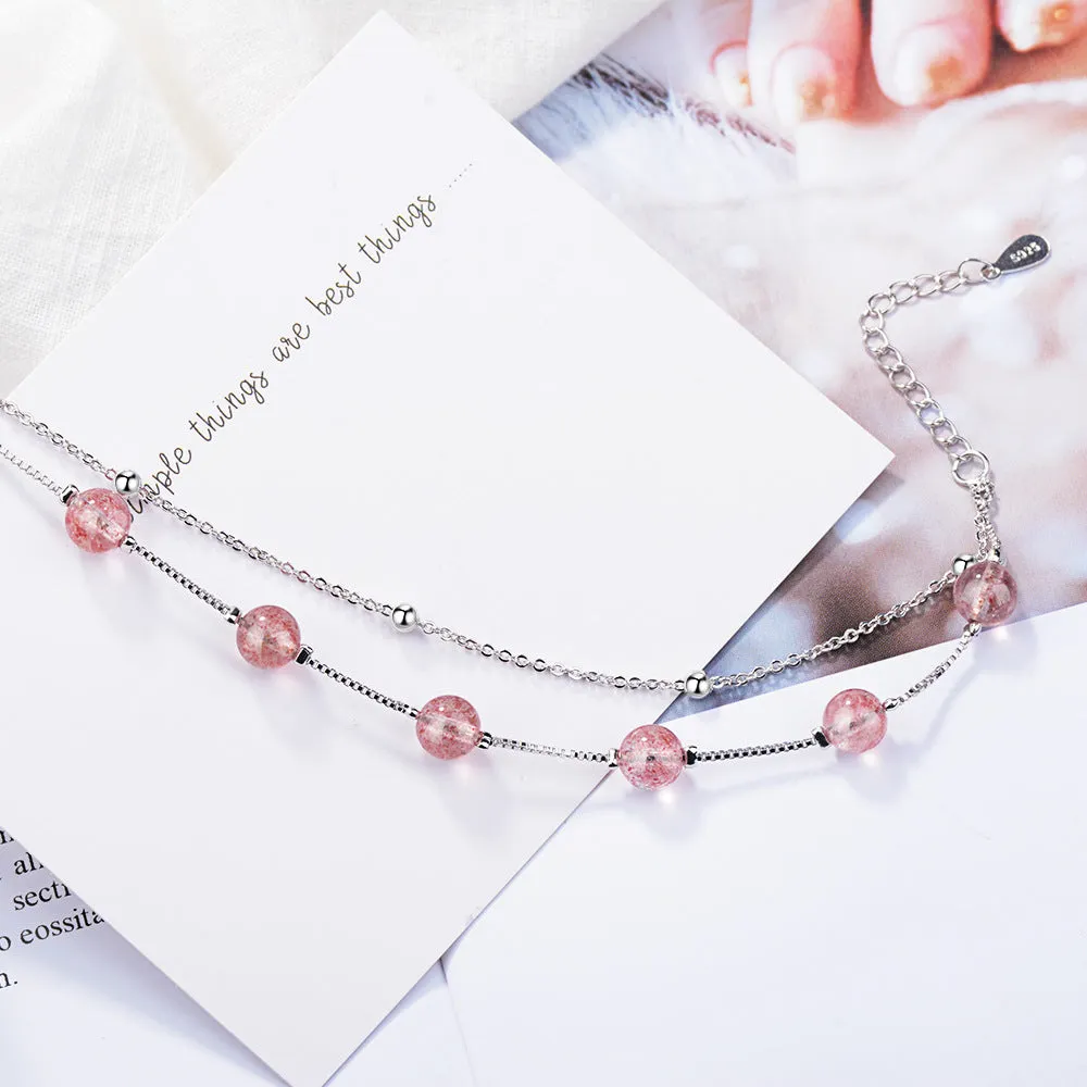 Double pink crystal bracelet