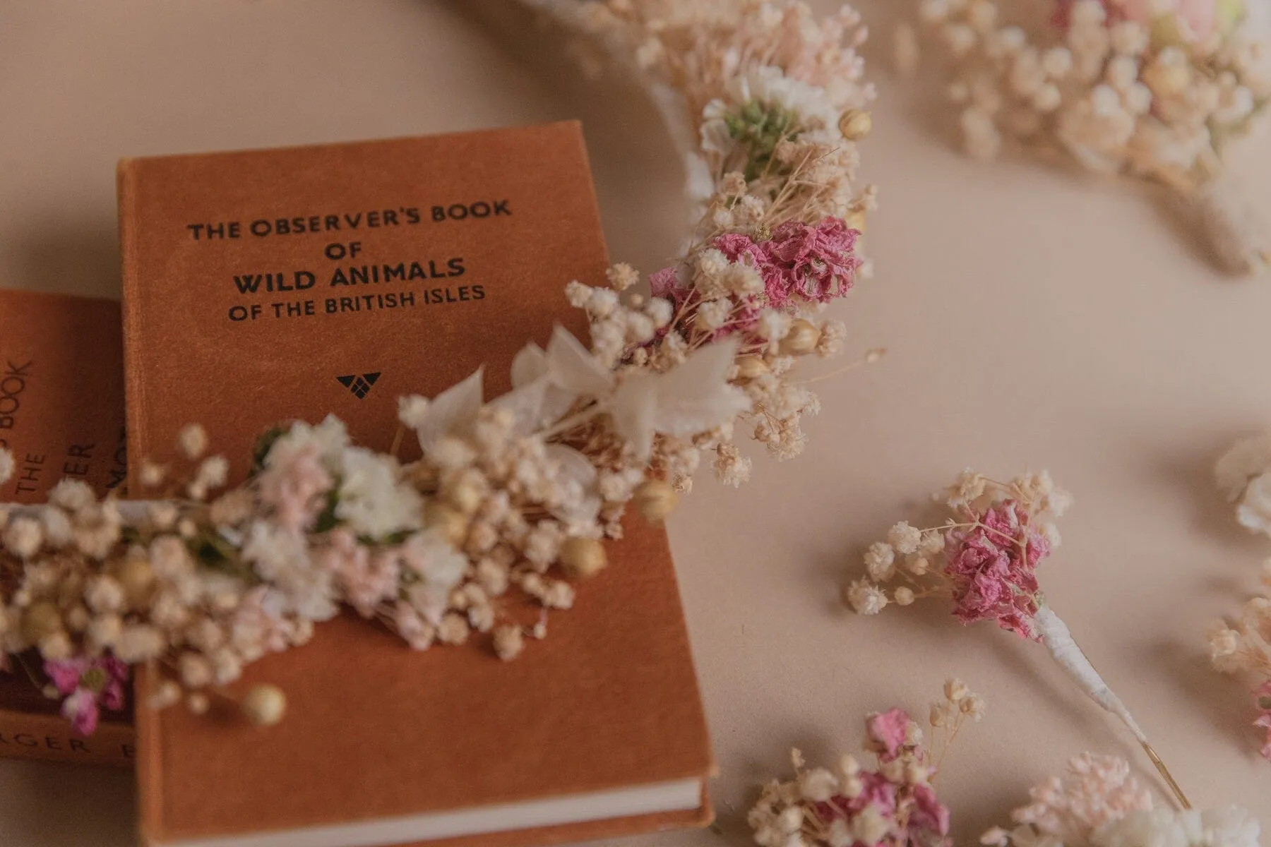 Dried Gypsophila & Pink Details Bridal Boho Wedding Crown / Real Dried Flower Crown / Boho Flower Crown