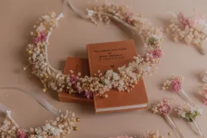 Dried Gypsophila & Pink Details Bridal Boho Wedding Crown / Real Dried Flower Crown / Boho Flower Crown