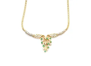 Emerald and Diamond Station Necklace
