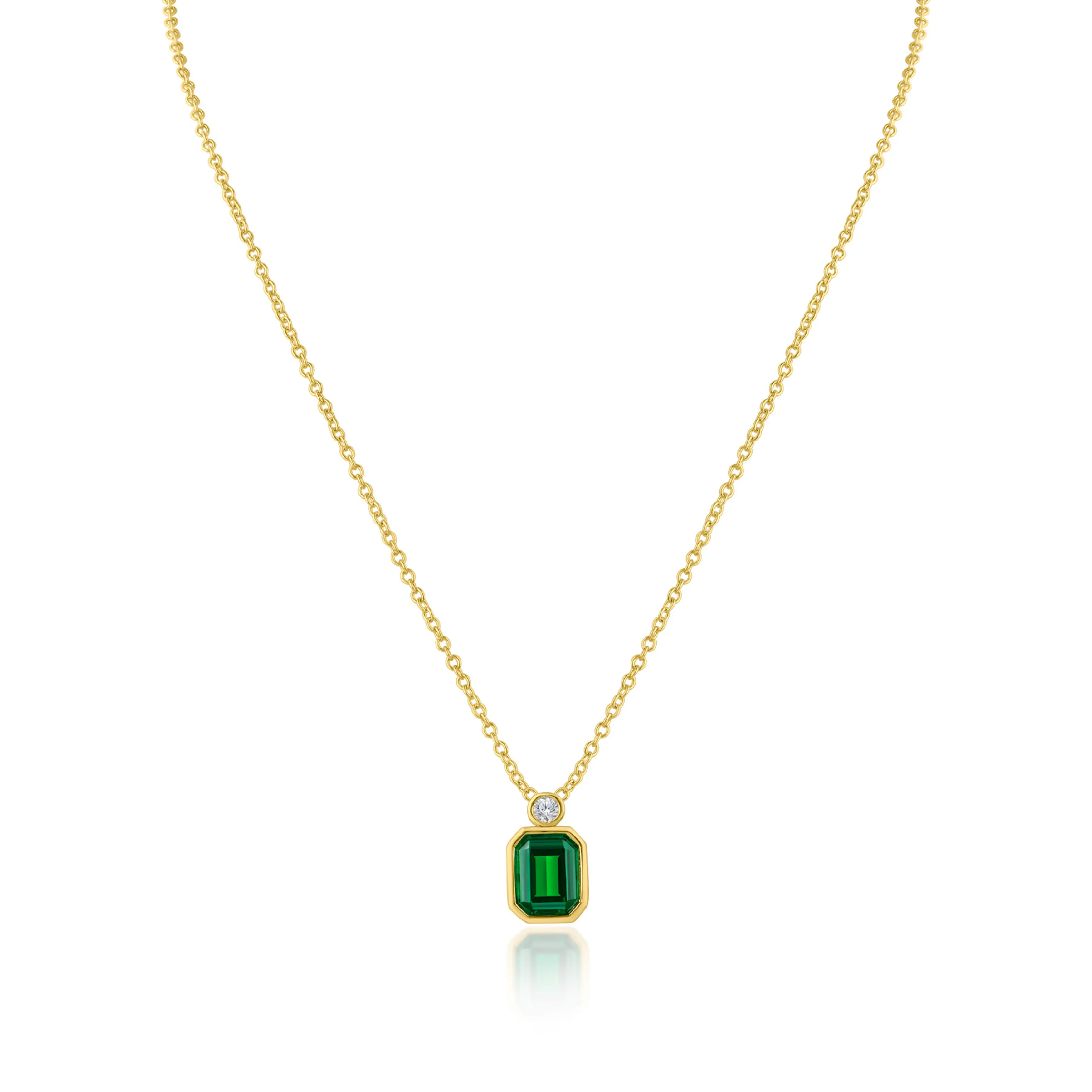 Emerald Bezel Set Pendant Necklace