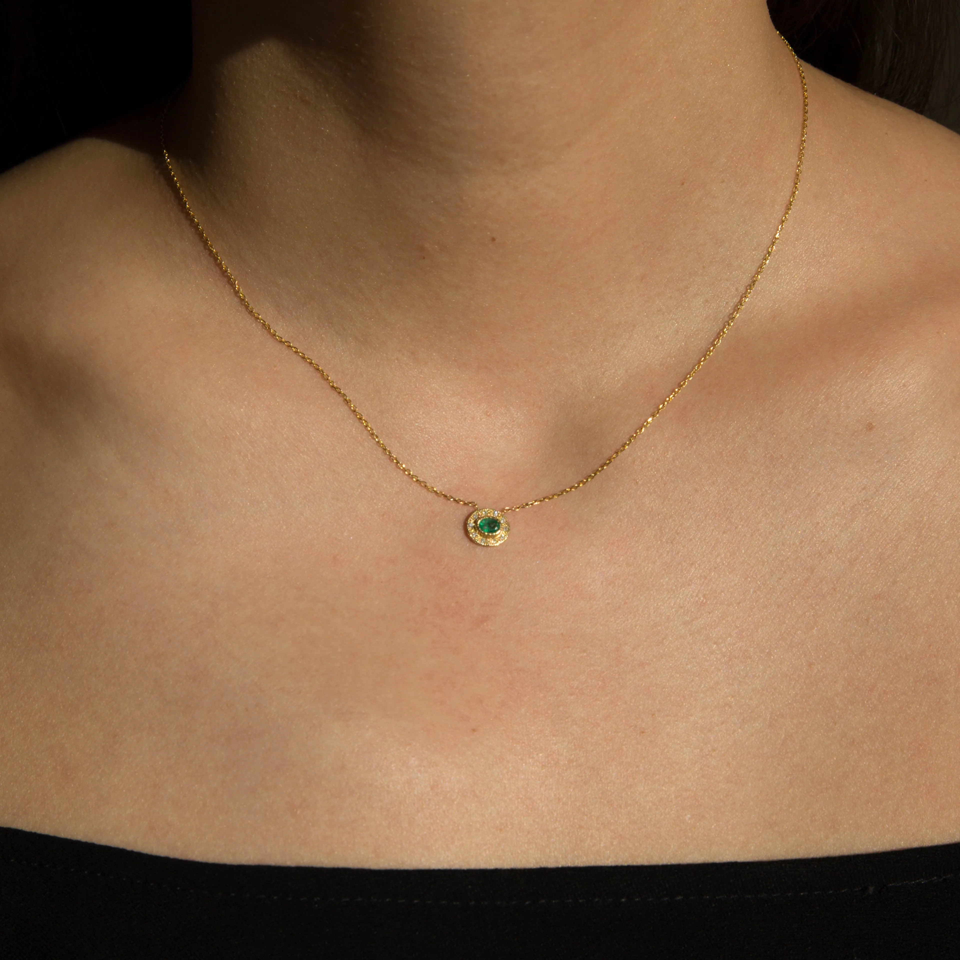 Emerald Halo Necklace (ready to ship option)*
