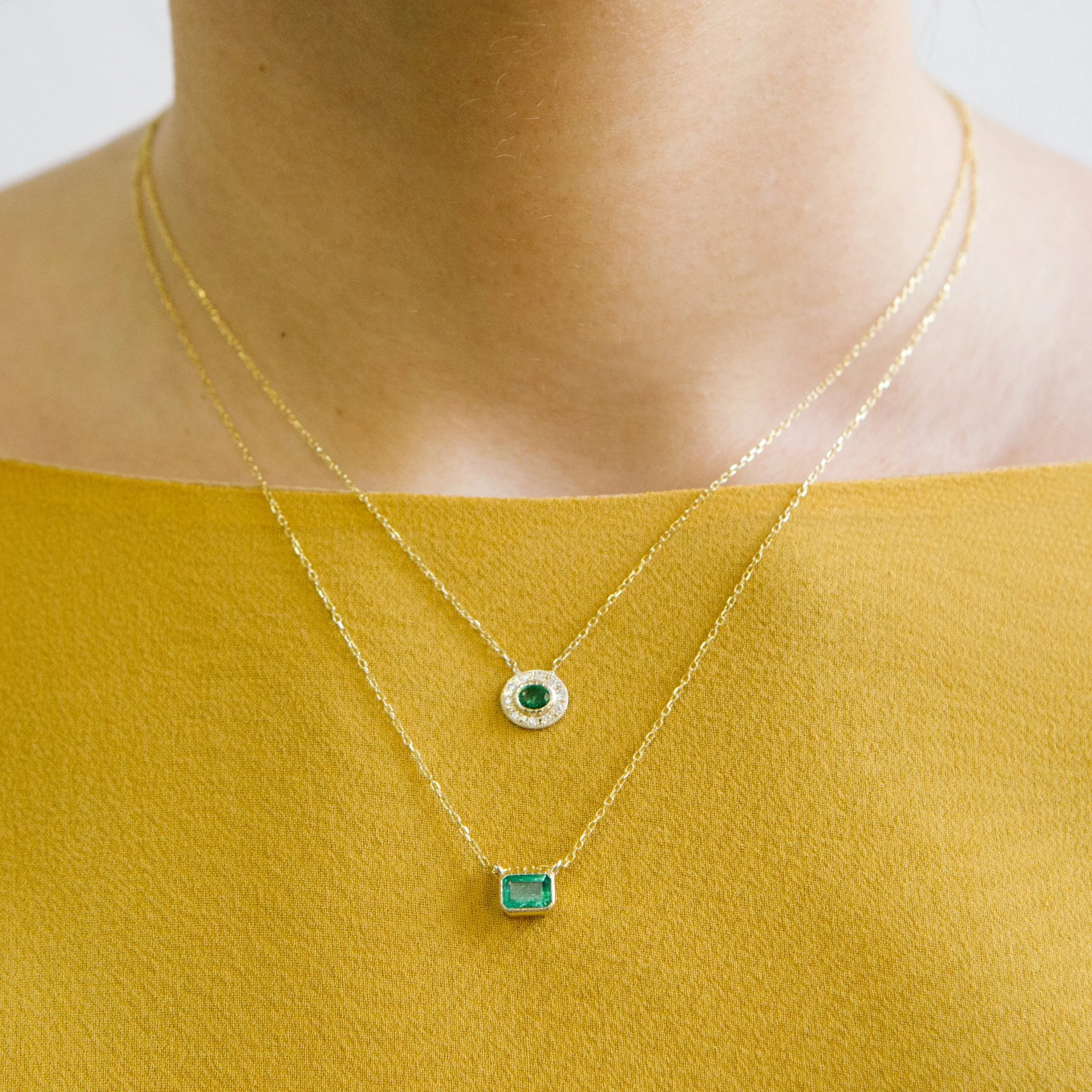 Emerald Halo Necklace (ready to ship option)*