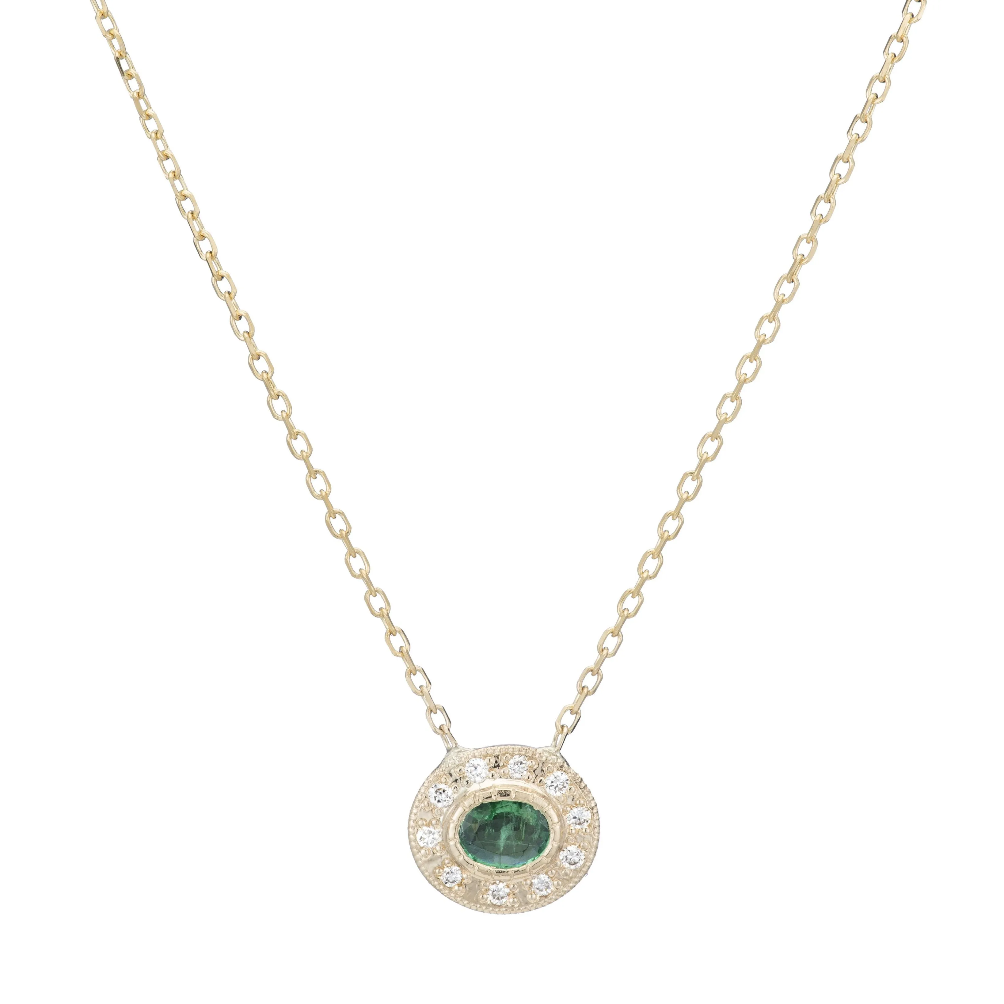 Emerald Halo Necklace (ready to ship option)*