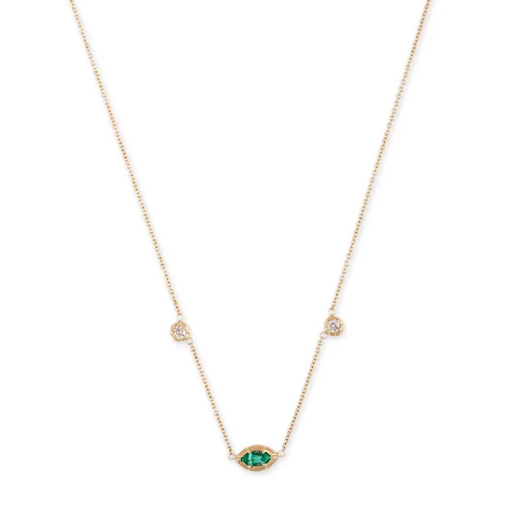 EMERALD MARQUISE   ROUND SOPHIA DIAMOND NECKLACE