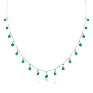 Emerald Round Necklace In 18K White Gold