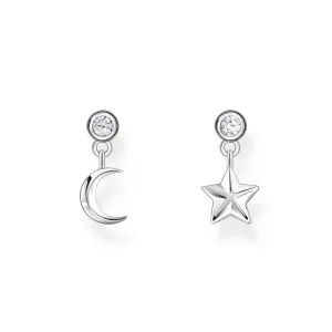 Essentials Sterling Silver Star And Moon Pendant Stud Earrings H2293-051-14