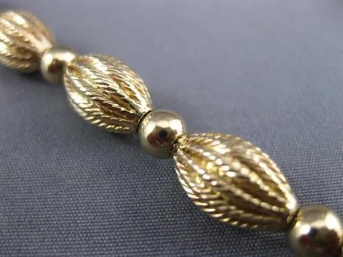 ESTATE 14KT YELLOW GOLD 3D HANDCRAFTED BEADED MILGRAIN CLASSIC NECKLACE #26369