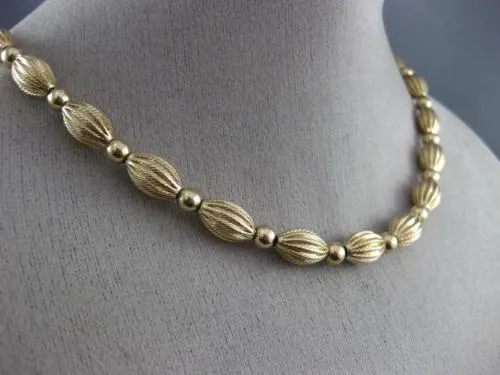 ESTATE 14KT YELLOW GOLD 3D HANDCRAFTED BEADED MILGRAIN CLASSIC NECKLACE #26369