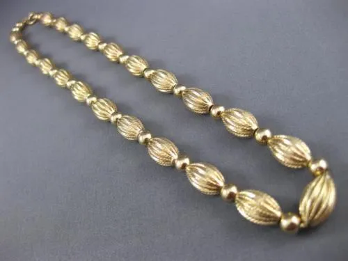 ESTATE 14KT YELLOW GOLD 3D HANDCRAFTED BEADED MILGRAIN CLASSIC NECKLACE #26369