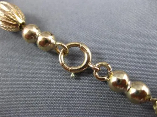 ESTATE 14KT YELLOW GOLD 3D HANDCRAFTED BEADED MILGRAIN CLASSIC NECKLACE #26369
