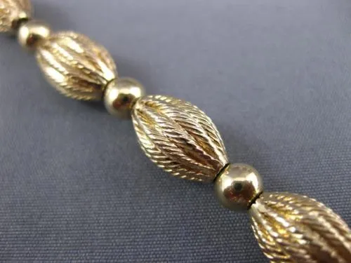 ESTATE 14KT YELLOW GOLD 3D HANDCRAFTED BEADED MILGRAIN CLASSIC NECKLACE #26369