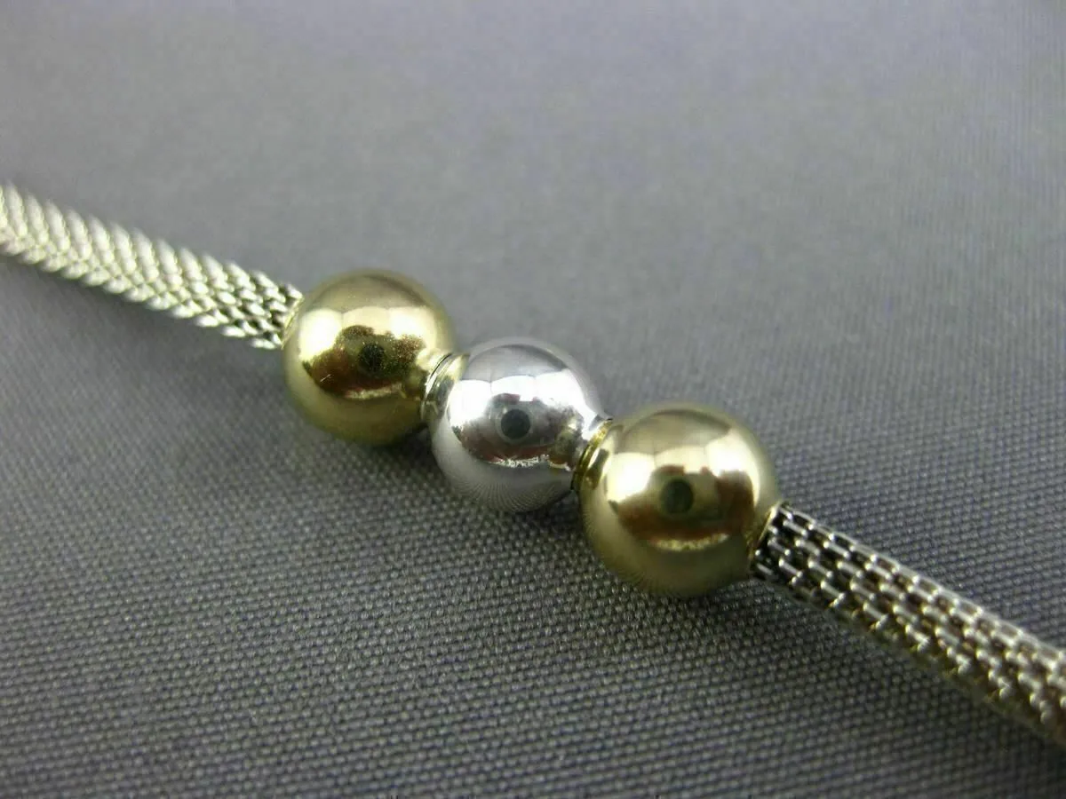 ESTATE 14KT YELLOW GOLD & 925 SILVER BEADED PAST PRESENT FUTURE NECKLACE #26204