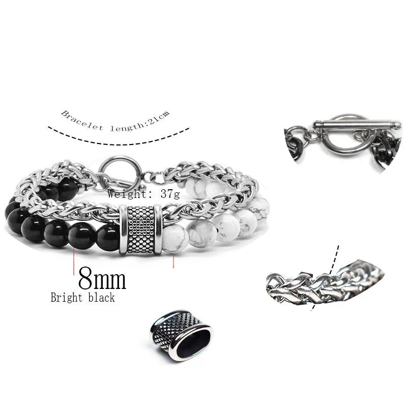 European And American Stainless Steel Tiger's Eye Men's Bracelet