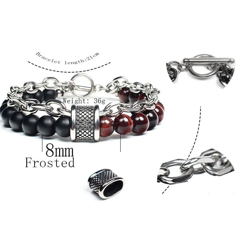 European And American Stainless Steel Tiger's Eye Men's Bracelet