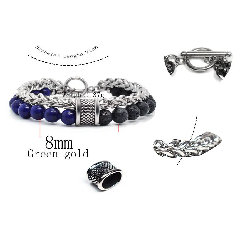 European And American Stainless Steel Tiger's Eye Men's Bracelet