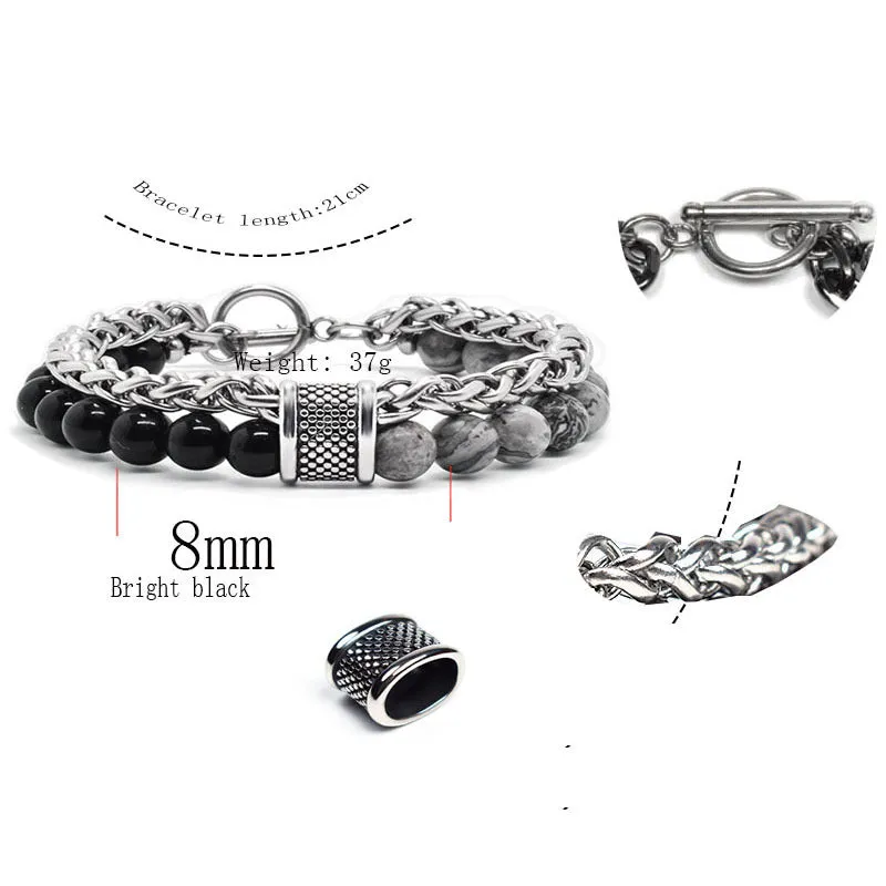 European And American Stainless Steel Tiger's Eye Men's Bracelet
