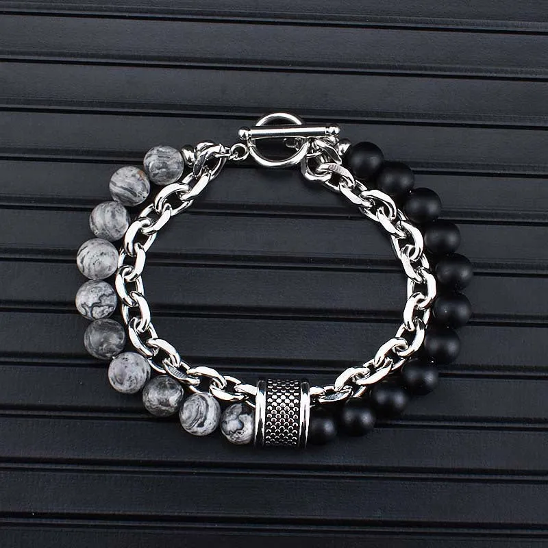 European And American Stainless Steel Tiger's Eye Men's Bracelet